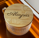Personalized Vintage Glass Mug with Bamboo Lid