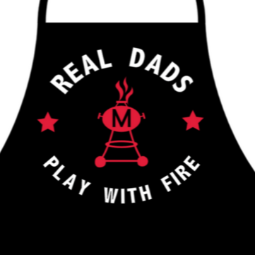 Black Apron, with White Letters, and Red Grill and Starts
